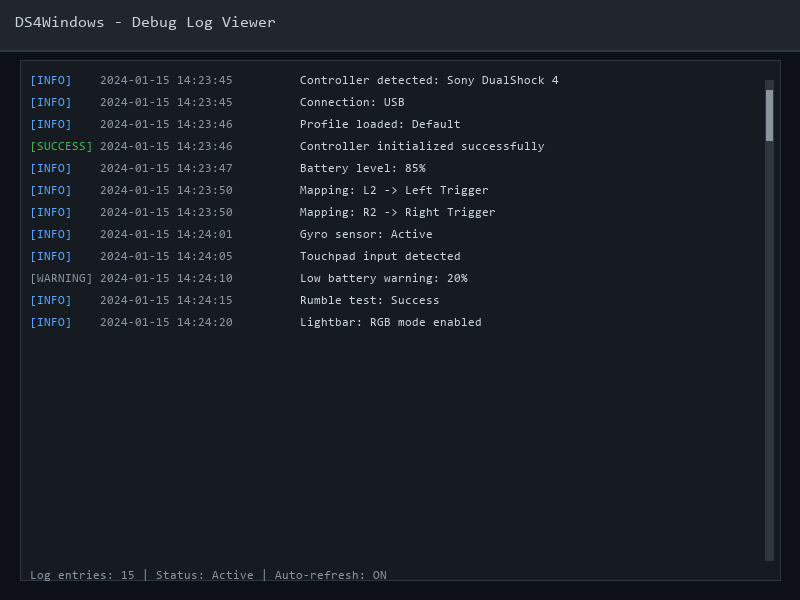 Log Viewer - Debug logs and troubleshooting tools in DS4Windows